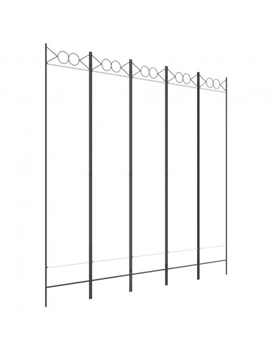 Divisorio a 5 Pannelli Bianco 200x200 cm Tessuto