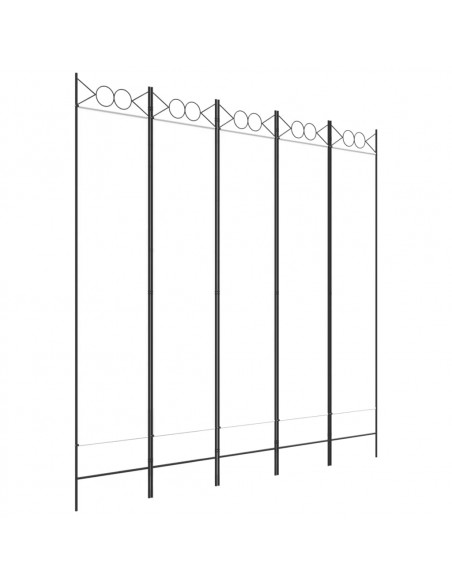 Divisorio a 5 Pannelli Bianco 200x200 cm Tessuto