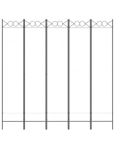 Divisorio a 5 Pannelli Bianco 200x200 cm Tessuto