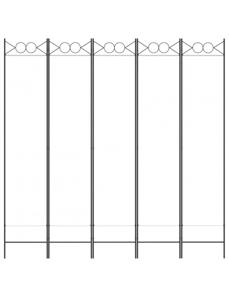 Divisorio a 5 Pannelli Bianco 200x200 cm Tessuto