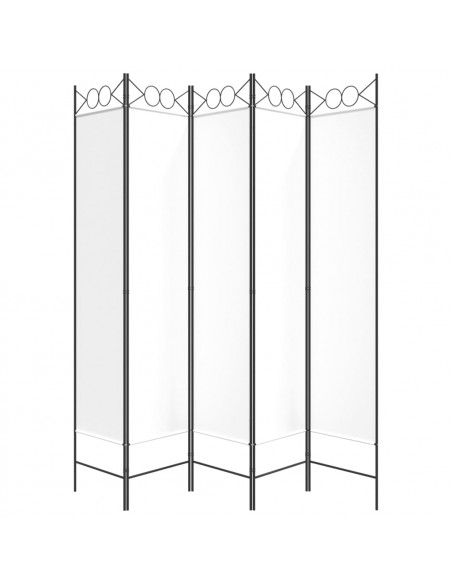 Divisorio a 5 Pannelli Bianco 200x200 cm Tessuto