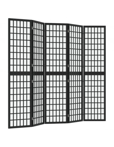 Divisorio Pieghevole 5 Pannelli Stile Giapponese 200x170cm Nero