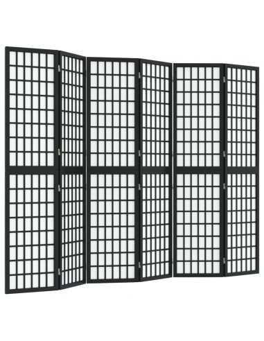 Divisorio Pieghevole 6 Pannelli Stile Giapponese 240x170cm Nero