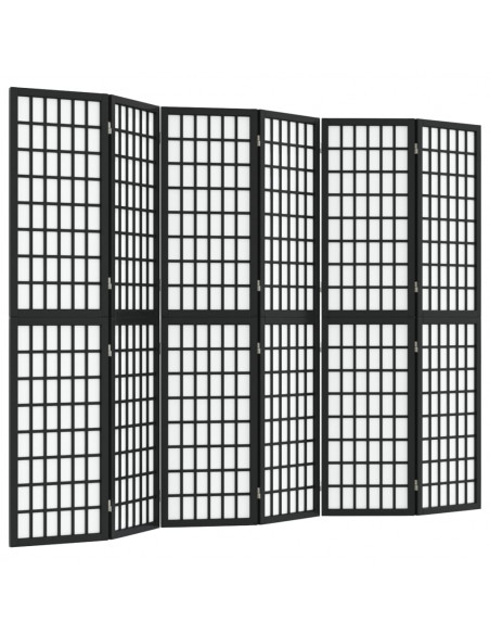 Divisorio Pieghevole 6 Pannelli Stile Giapponese 240x170cm Nero