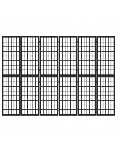Divisorio Pieghevole 6 Pannelli Stile Giapponese 240x170cm Nero
