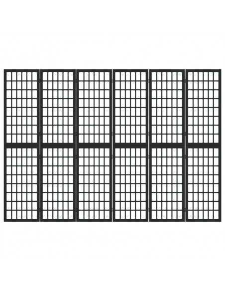 Divisorio Pieghevole 6 Pannelli Stile Giapponese 240x170cm Nero
