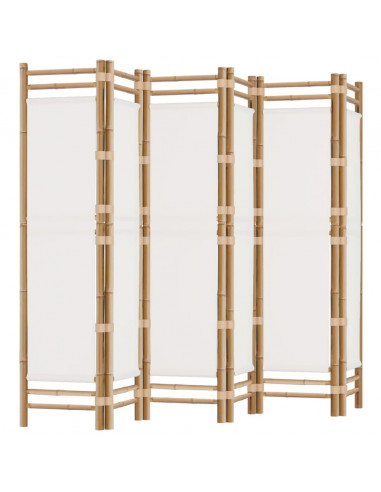 Divisorio Ambienti 6 Pannelli Pieghevole 240 cm Bambù e Tela