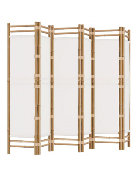 Divisorio Ambienti 6 Pannelli Pieghevole 240 cm Bambù e Tela