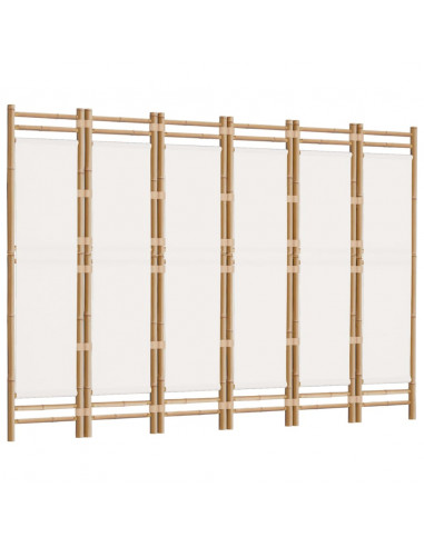 Divisorio Ambienti 6 Pannelli Pieghevole 240 cm Bambù e Tela
