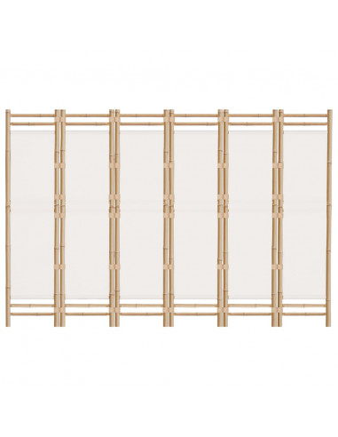 Divisorio Ambienti 6 Pannelli Pieghevole 240 cm Bambù e Tela