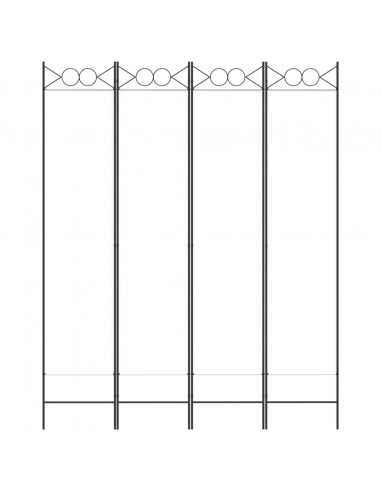 Divisorio a 4 Pannelli Bianco 160x200 cm Tessuto