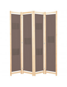 Divisorio a 4 Pannelli Marrone 160x170x4 cm in Tessuto 2