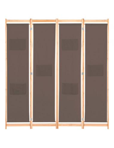 Divisorio a 4 Pannelli Marrone 160x170x4 cm in Tessuto