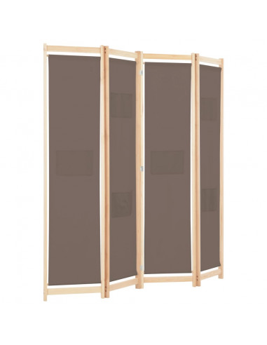Divisorio a 4 Pannelli Marrone 160x170x4 cm in Tessuto