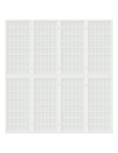 Divisorio Pieghevole 4 Pannelli Stile Giapponese 160x170 Bianco