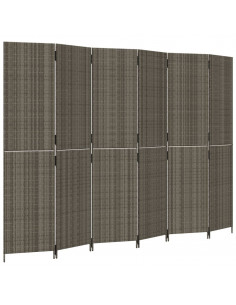 Divisorio per Ambienti a 6 Pannelli Grigio in Polyrattan 2