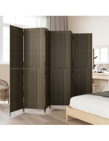 Divisorio per Ambienti a 6 Pannelli Grigio in Polyrattan