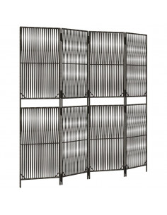 Divisorio per Ambienti a 4 Pannelli Grigio in Polyrattan 2