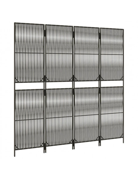 Divisorio per Ambienti a 4 Pannelli Grigio in Polyrattan