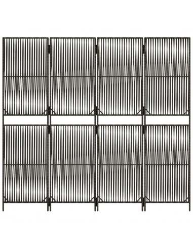 Divisorio per Ambienti a 4 Pannelli Grigio in Polyrattan