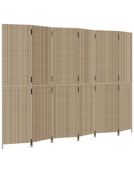 Divisorio per Ambienti a 6 Pannelli Beige in Polyrattan