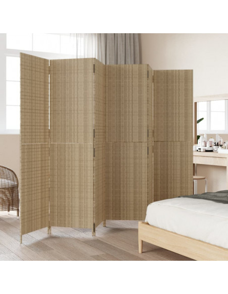 Divisorio per Ambienti a 6 Pannelli Beige in Polyrattan