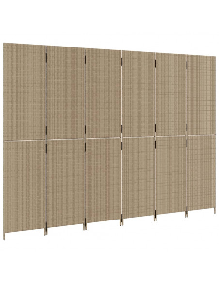 Divisorio per Ambienti a 6 Pannelli Beige in Polyrattan