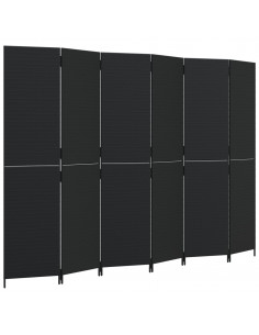 Divisorio per Ambienti a 6 Pannelli Nero in Polyrattan 2