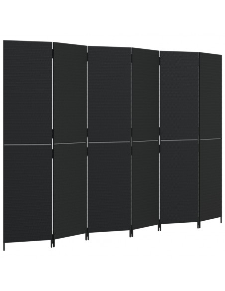 Divisorio per Ambienti a 6 Pannelli Nero in Polyrattan