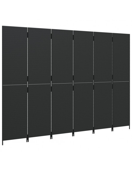 Divisorio per Ambienti a 6 Pannelli Nero in Polyrattan