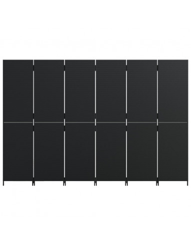 Divisorio per Ambienti a 6 Pannelli Nero in Polyrattan