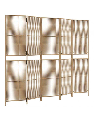 Divisorio per Ambienti a 5 Pannelli Beige in Polyrattan