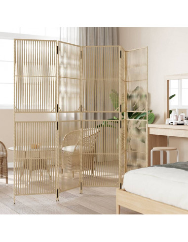 Divisorio per Ambienti a 5 Pannelli Beige in Polyrattan