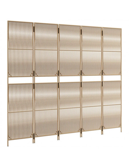 Divisorio per Ambienti a 5 Pannelli Beige in Polyrattan