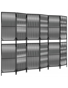 Divisorio per Ambienti a 6 Pannelli Nero in Polyrattan 2