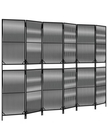 Divisorio per Ambienti a 6 Pannelli Nero in Polyrattan