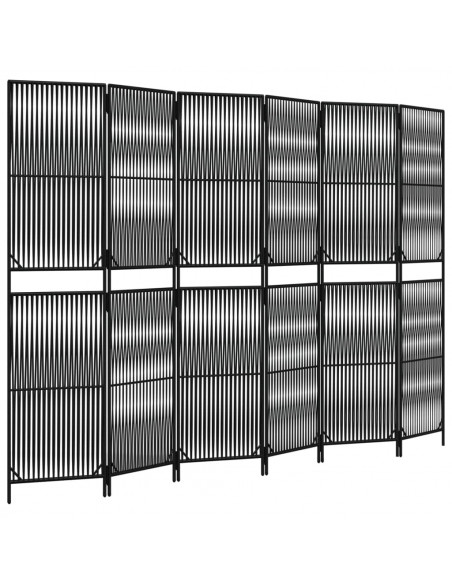 Divisorio per Ambienti a 6 Pannelli Nero in Polyrattan