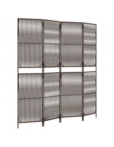 Divisorio per Ambienti a 4 Pannelli Marrone in Polyrattan