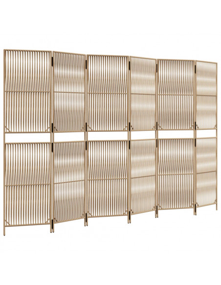 Divisorio per Ambienti a 6 Pannelli Beige in Polyrattan