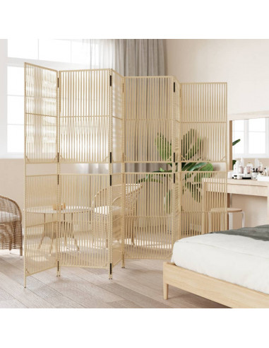 Divisorio per Ambienti a 6 Pannelli Beige in Polyrattan