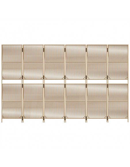 Divisorio per Ambienti a 6 Pannelli Beige in Polyrattan