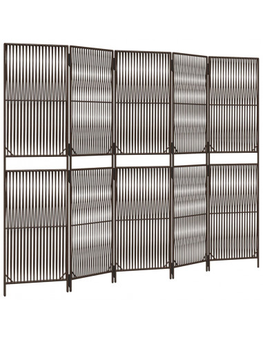 Divisorio per Ambienti a 5 Pannelli Marrone in Polyrattan