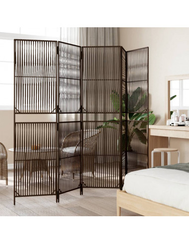 Divisorio per Ambienti a 5 Pannelli Marrone in Polyrattan