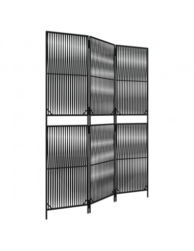 Divisorio per Ambienti a 3 Pannelli Nero in Polyrattan
