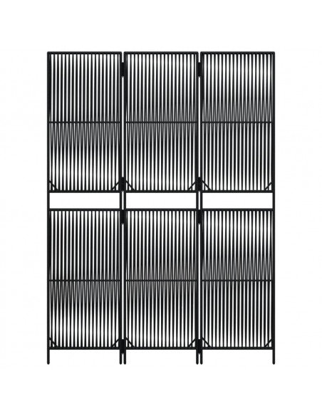 Divisorio per Ambienti a 3 Pannelli Nero in Polyrattan