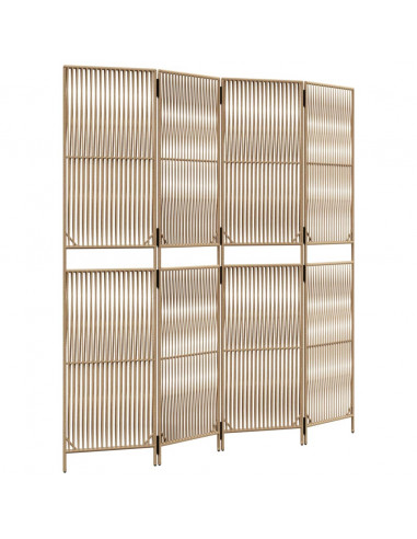Divisorio per Ambienti a 4 Pannelli Beige in Polyrattan