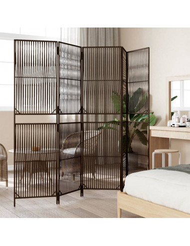 Divisorio per Ambienti a 5 Pannelli Marrone in Polyrattan
