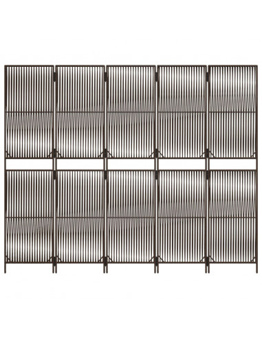 Divisorio per Ambienti a 5 Pannelli Marrone in Polyrattan