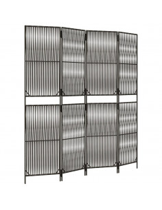 Divisorio per Ambienti a 4 Pannelli Grigio in Polyrattan 2