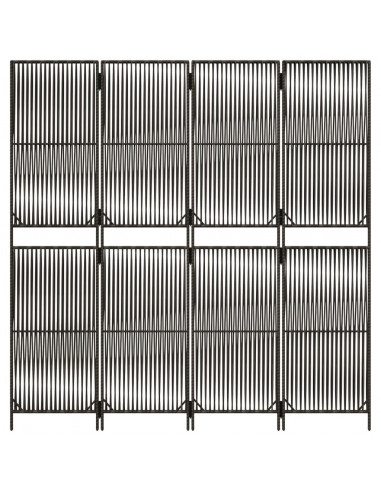 Divisorio per Ambienti a 4 Pannelli Grigio in Polyrattan